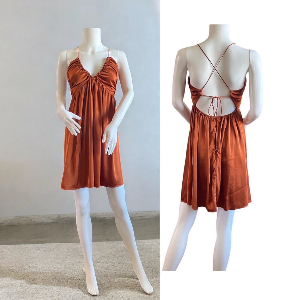 Abercrombie & Fitch Drama Satin Ruched Mini Dress Size XST